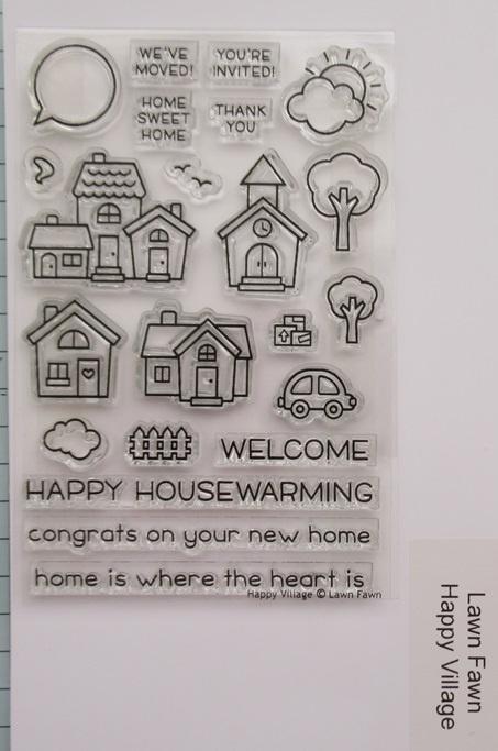 Lawn Fawn; Happy Village, Ophalen of Verzenden, Zo goed als nieuw, Clearstamp