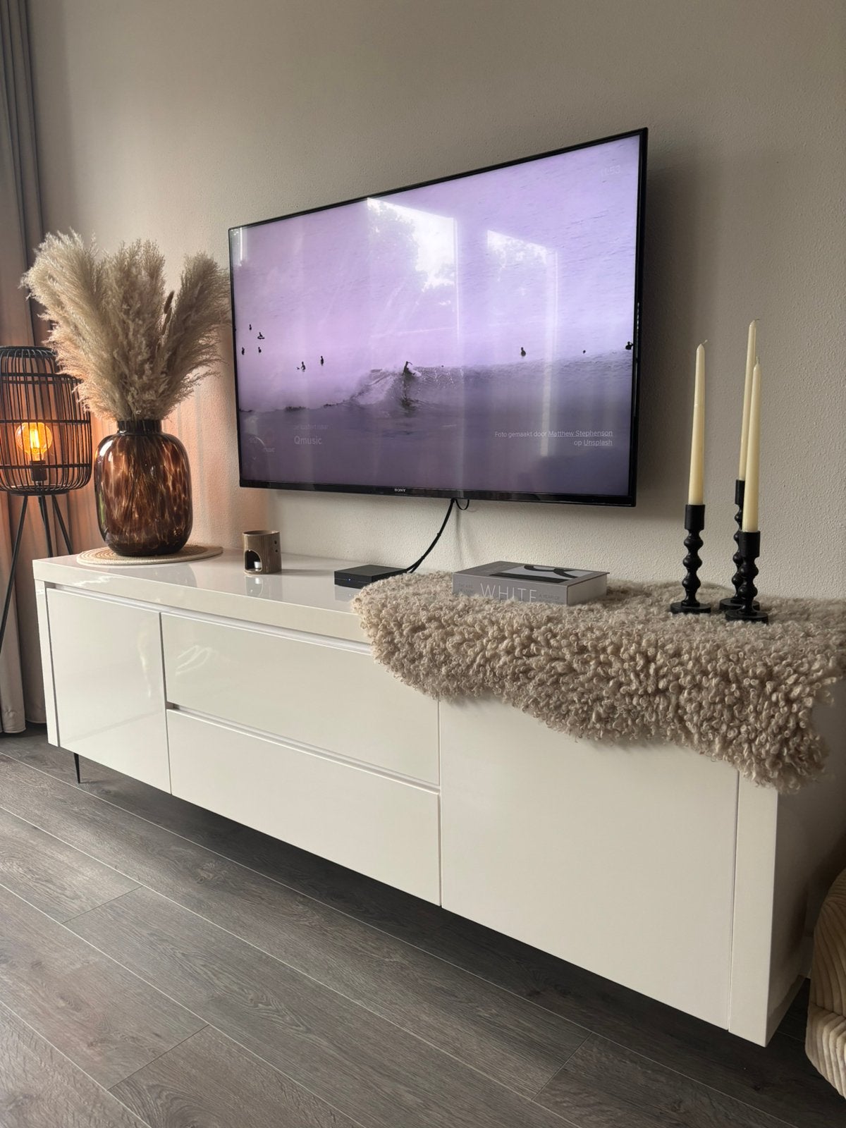 Zwevend tv meubel, Ophalen, 150 tot 200 cm, Zo goed als nieuw, Minder dan 100 cm