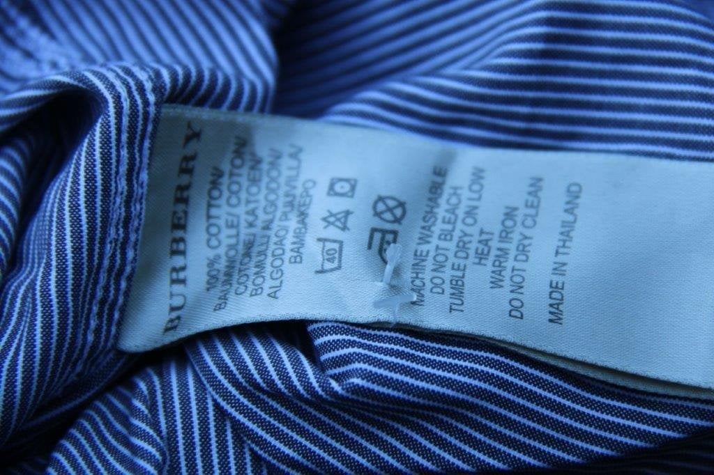 Blouse grijs streep Burberry mt S (H) Vaste prijs, Halswijdte 38 (S) of kleiner, Ophalen of Verzenden, Zo goed als nieuw, Grijs