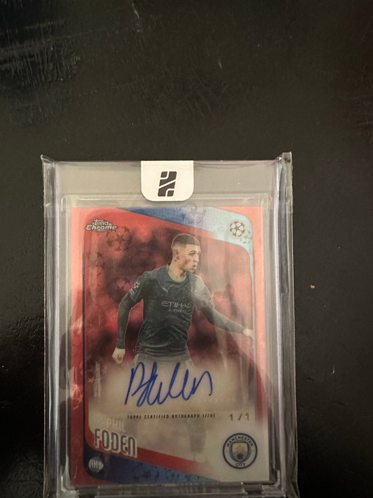 Phil Foden Topps Chrome UEFA Autograph Kaart 1/1, Ophalen of Verzenden, Nieuw, Buitenlandse clubs, Spelerskaart