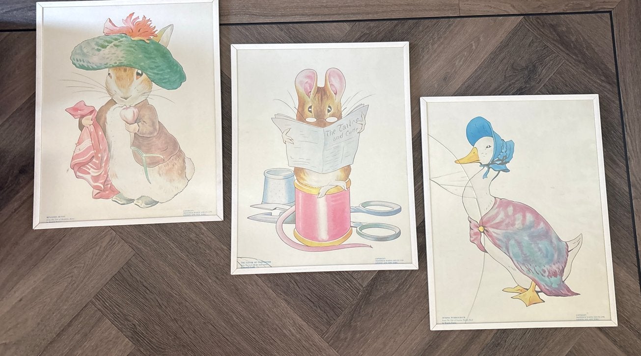 Set van 3 ingelijste kinderprenten met dieren, Ophalen, Print, Prent, Ingelijst