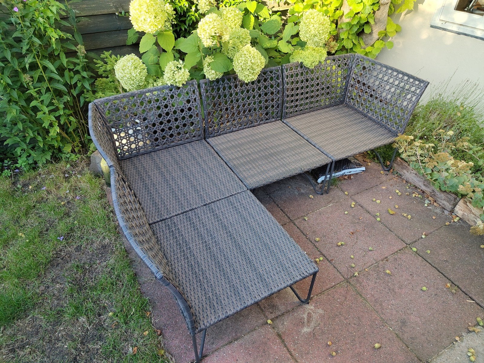 Ikea Wicker Loungeset met gratis kussens, Ophalen, 4 zitplaatsen, Gebruikt, Loungeset