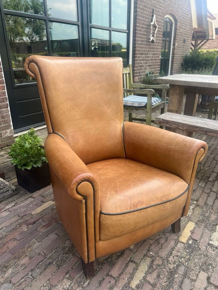 Leren fauteuil - Comfortabel en stijlvol, Ophalen, Gebruikt, Leer, 75 tot 100 cm