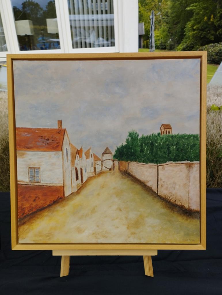 Mooi schilderij incl baklijst afm ca 40x40 cm, Ophalen of Verzenden