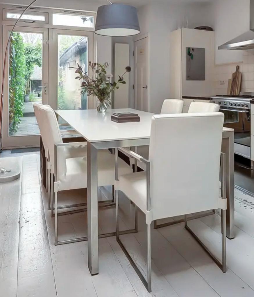 Bert Plantagie eetkamertafel met 5x eetkamerstoel, Ophalen, Overige materialen, Gebruikt, 200 cm of meer