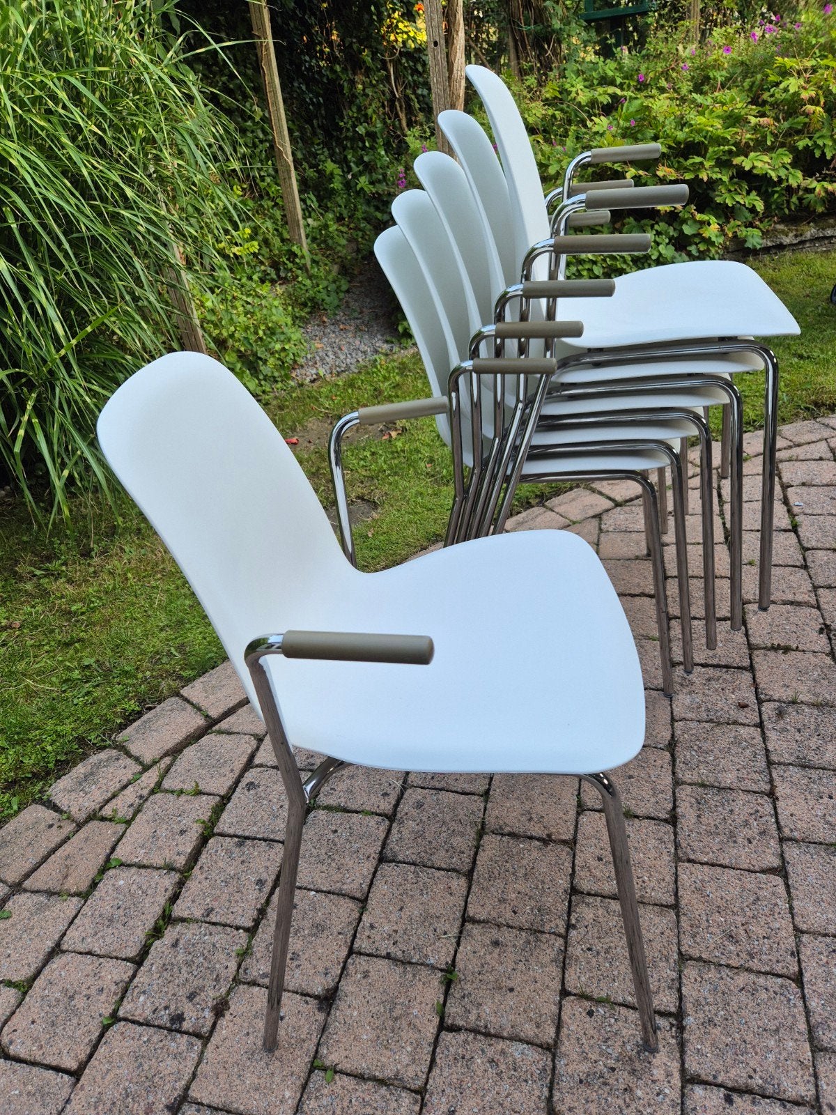 6 witte kunststof Ikea stoelen, Ophalen, Kunststof, Gebruikt, Wit