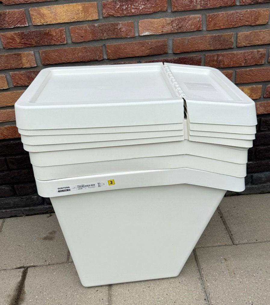 IKEA SORTERA Afvalbakken met Deksel - Set van 4, Gebruikt, Kunststof, Ophalen of Verzenden, Modern