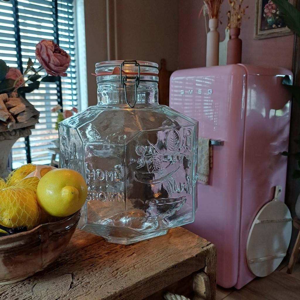 Mooie grote glazen italiaanse weckpot voorraadpot brocante, Ophalen