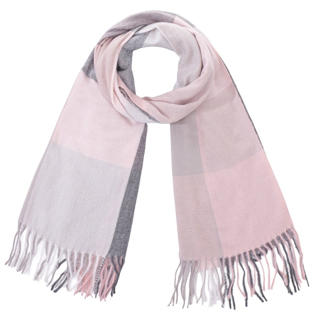 Sjaal zacht geruit lichtroze 180 x 70 cm, Kleding | Dames, Ophalen of Verzenden, Nieuw, Maat 46/48 (XL) of groter, Sjaal