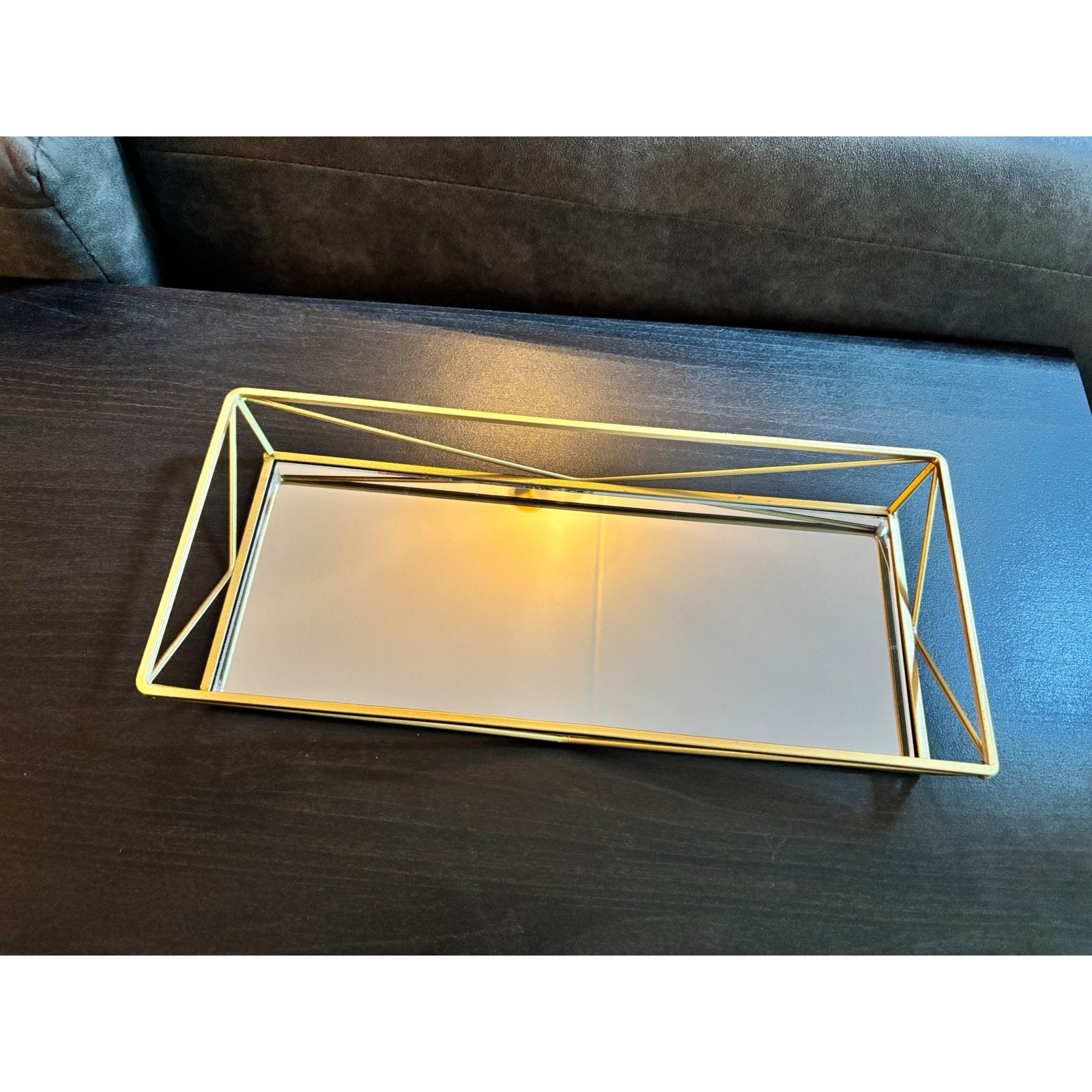 Decoratief spiegel plateau met gouden randen, Huis en Inrichting, Woonaccessoires | Dienbladen, Ophalen of Verzenden, Zo goed als nieuw