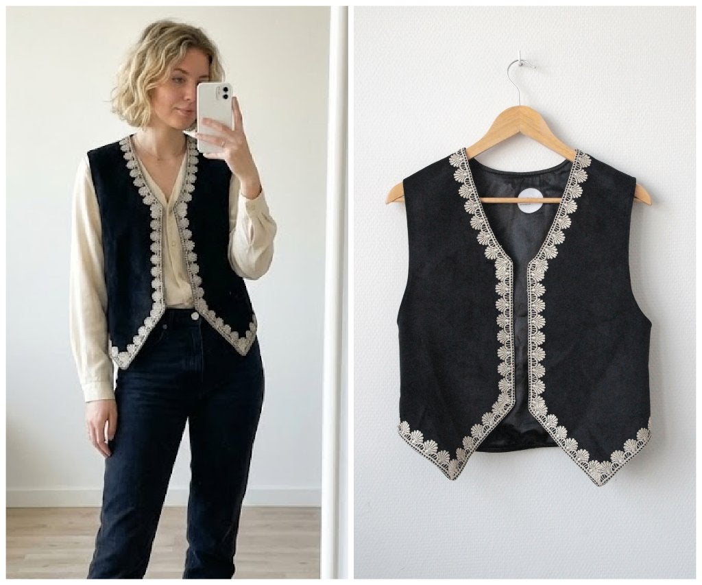 Poppy the label - NIEUW / velours velvet zwart gilet maat S, Kleding | Dames, Truien en Vesten, Poppy the label, Verzenden, Zwart