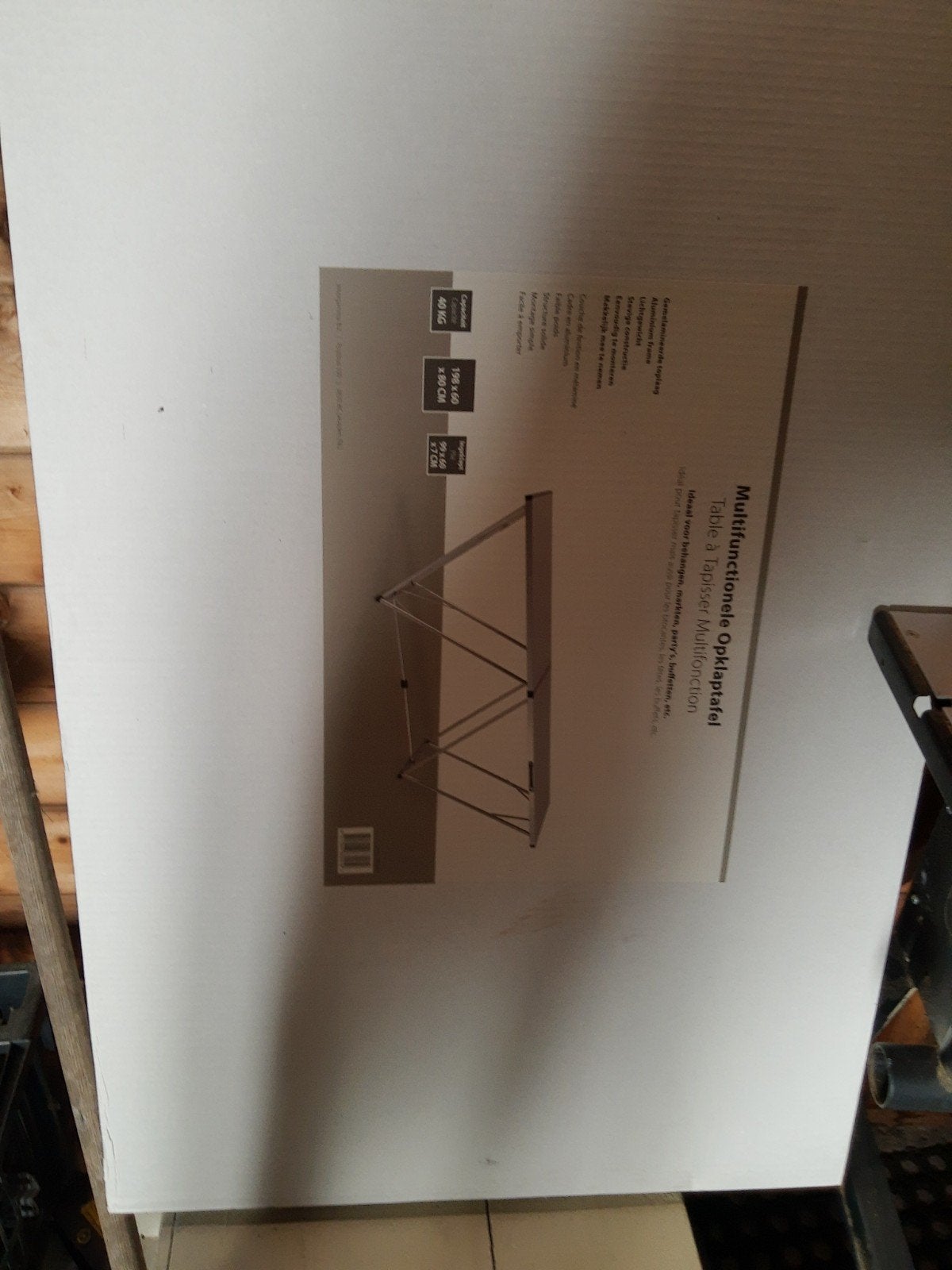 Multifunctionele opklaptafel 198x60x80 cm - Nieuw in doos, Ophalen, Overige materialen, Nieuw, 50 tot 100 cm