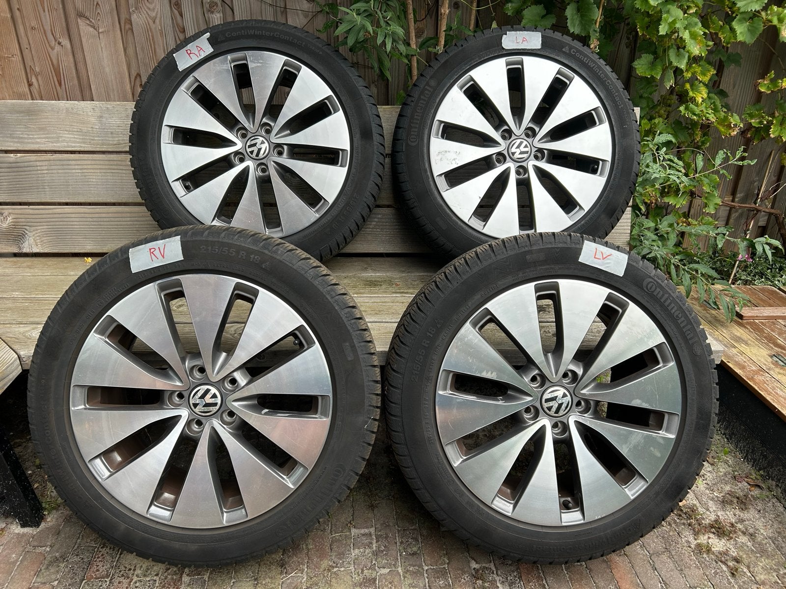 ID.3 - 6-7 mm - VW Bilbao 18” velgen + Conti winterbanden, Ophalen, 18 inch, Banden en Velgen, Winterbanden