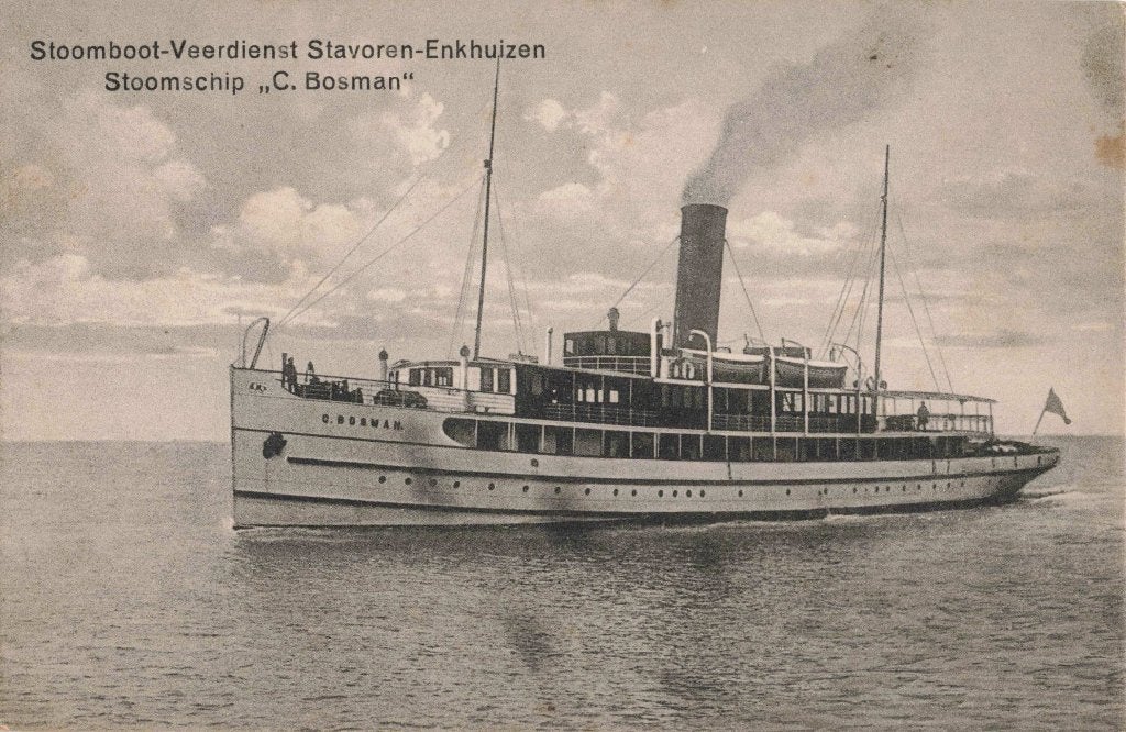 Veerdienst Stavoren Enkhuizen Stoomschip C. Bosman B3527, Ophalen, 1920 tot 1940, Ongelopen, Noord-Holland