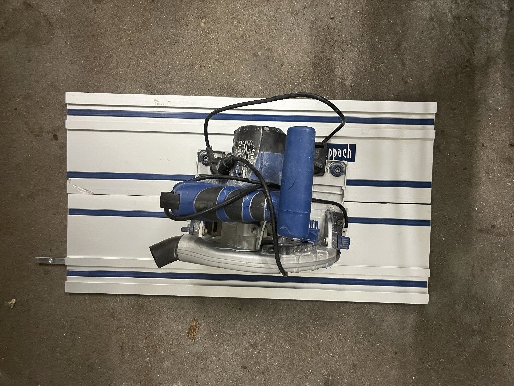 Scheppach PL 55 + 2x geleiderail + extra zaagblad, Ophalen, Gebruikt, Invalzaag, 1200 watt of meer