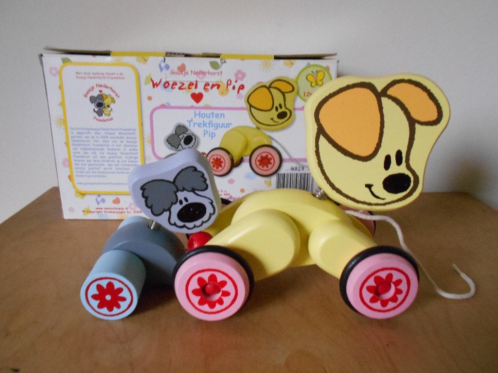 Woezel en Pip houten trekfiguur, Ophalen of Verzenden, Gebruikt, Duw- of Trekspeelgoed
