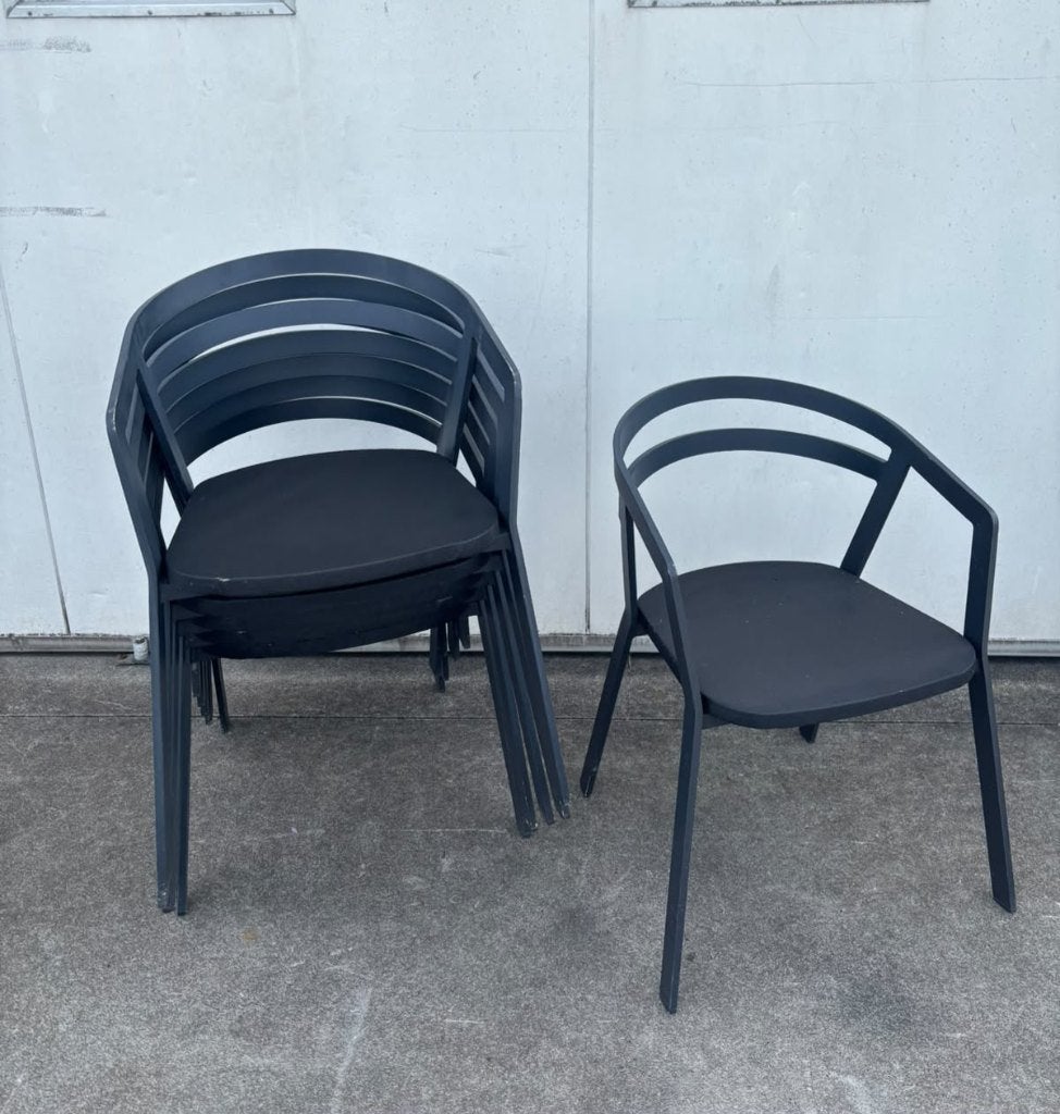 12 stuks terrasstoelen antraciet stapelbaar nette staat, Ophalen, Zo goed als nieuw, Metaal, Grijs