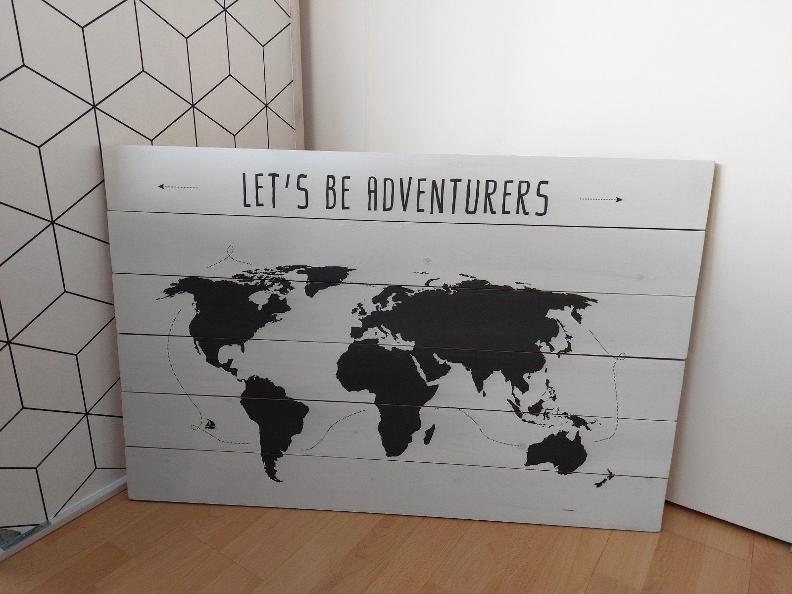 houten wereldkaart wanddecoratie Map of the world, Ophalen, Zo goed als nieuw, Hout, Wandbord of Wandpaneel