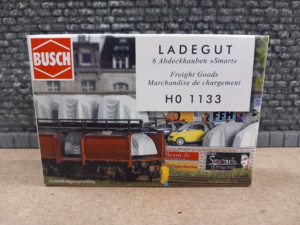 Busch 1133 H0 Laadgoed 6 afgedekte Smart auto's, Overige merken, Gelijkstroom of Wisselstroom, Ophalen of Verzenden, Nieuw