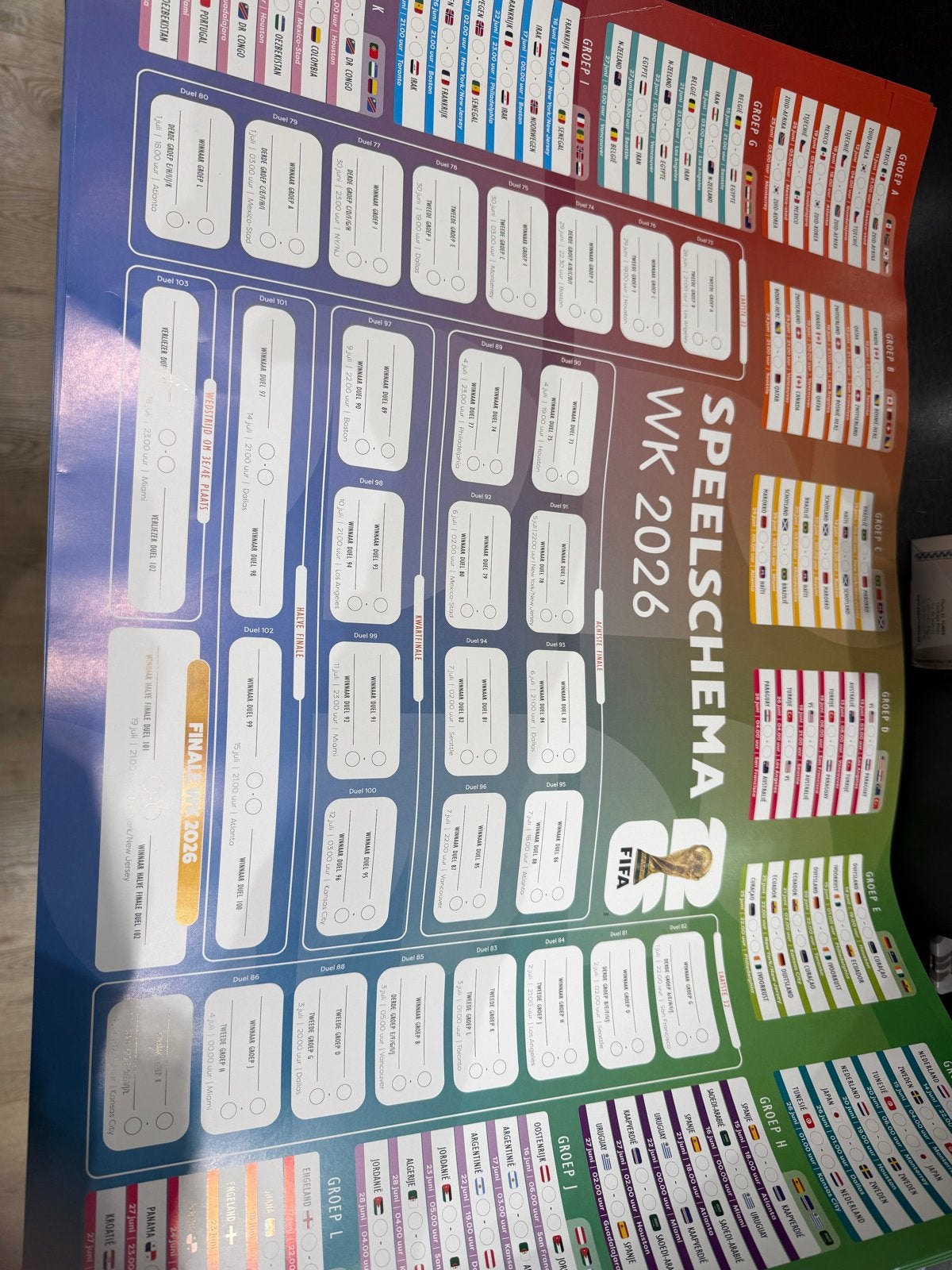 WK 2026 Speelschema Poster, Ophalen of Verzenden, Nieuw, Overige sporten, Poster, Plaatje of Sticker