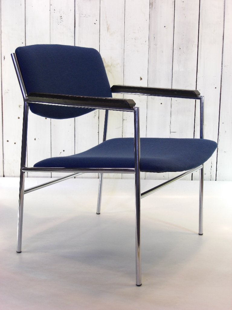 vintage buisframe fauteuil van Gijs van der Sluis., Ophalen, Gebruikt, 75 tot 100 cm, Stof