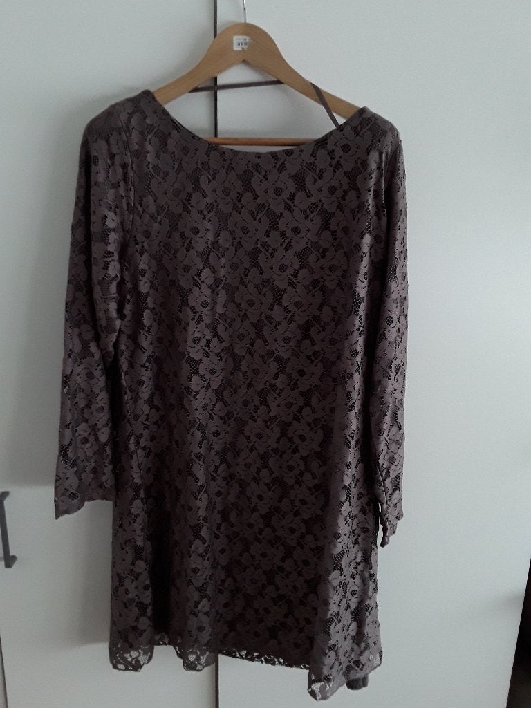 MS Mode Taupe Gekleurde Kanten Jurk Maat 52, Kleding | Dames, Grote Maten, Overige kleuren, Jurk, Nieuw, Ophalen of Verzenden