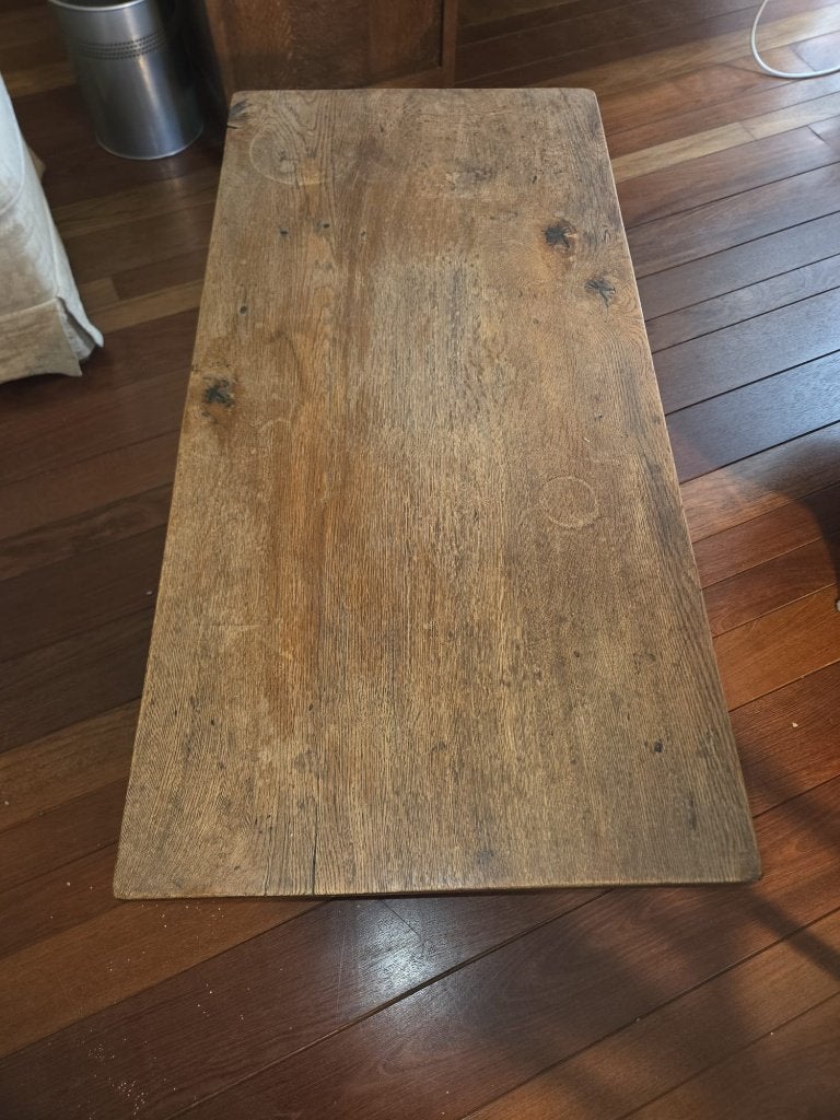 Oude eiken salontafel / kloostertafel – robuust massief hout, Huis en Inrichting, Ophalen, 50 – 75, Gebruikt, 100 tot 150 cm