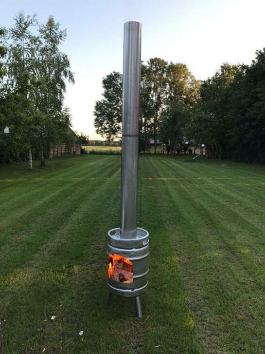 bierfusthaard bierfustkachel tuinkachel houtkachel rvs haard, Ophalen of Verzenden, Nieuw