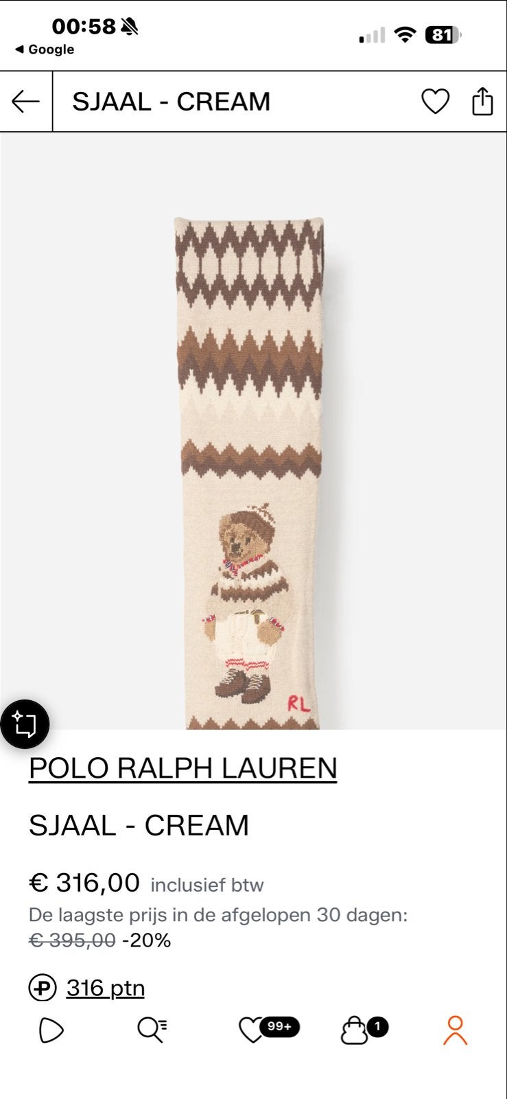 Ralph Lauren Polo Bear Sjaal - Nieuw!, Ophalen of Verzenden, Nieuw, Maat 46/48 (XL) of groter, Sjaal
