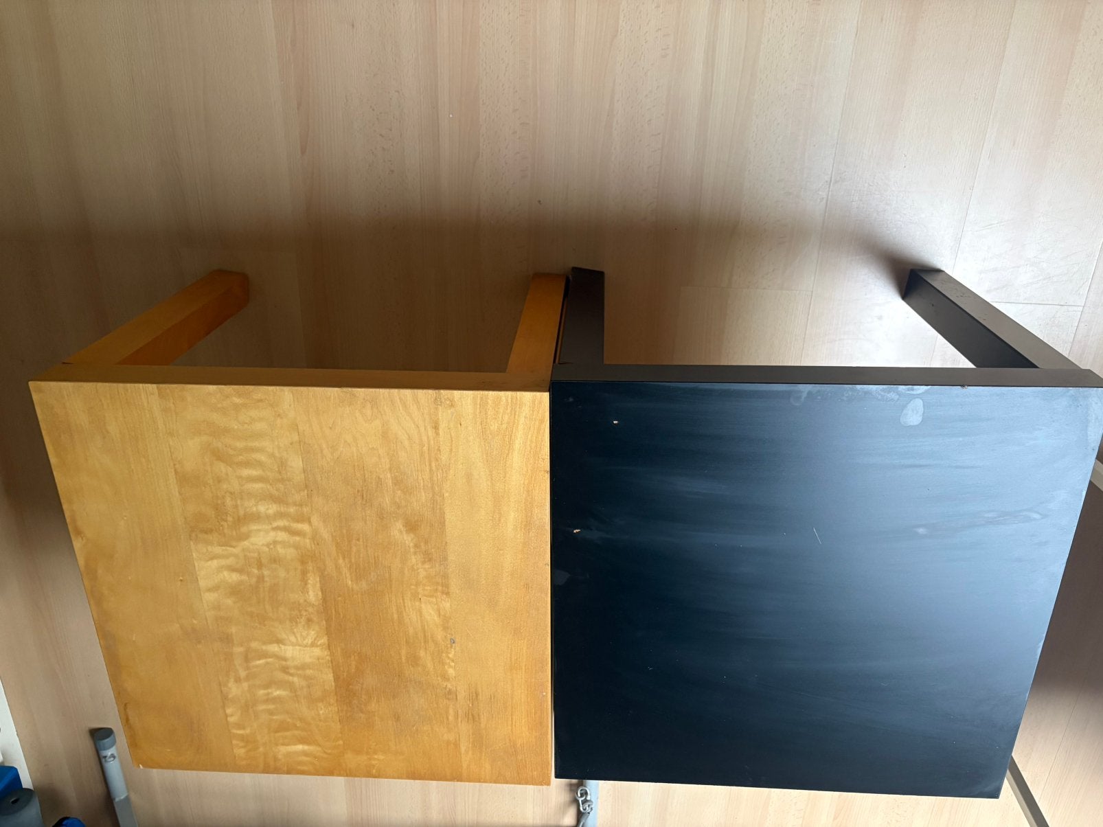 Bijzettafeltjes 50x50x45 zwart, houtkleur, Ophalen, Gebruikt, Vierkant, 50 tot 100 cm