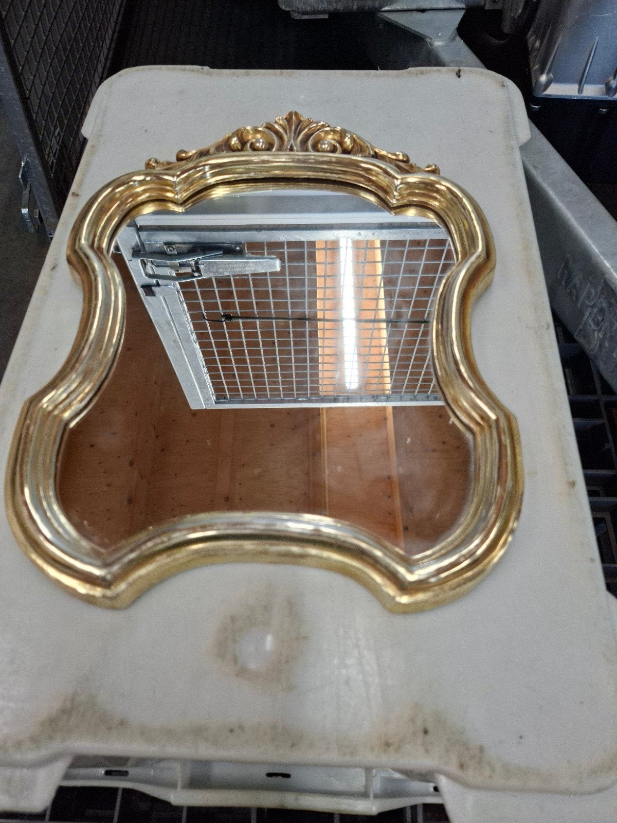 vintage spiegel roberta wood uit torino turijn italie, Ophalen, Minder dan 50 cm, Gebruikt, Minder dan 100 cm