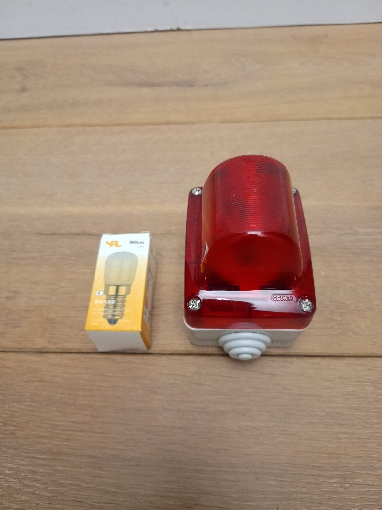Indicatie / Alarm Lamp Rood + E14 LED 2W - Gewiss - NIEUW, Led-lamp, Verzenden, E14 (klein), Nieuw