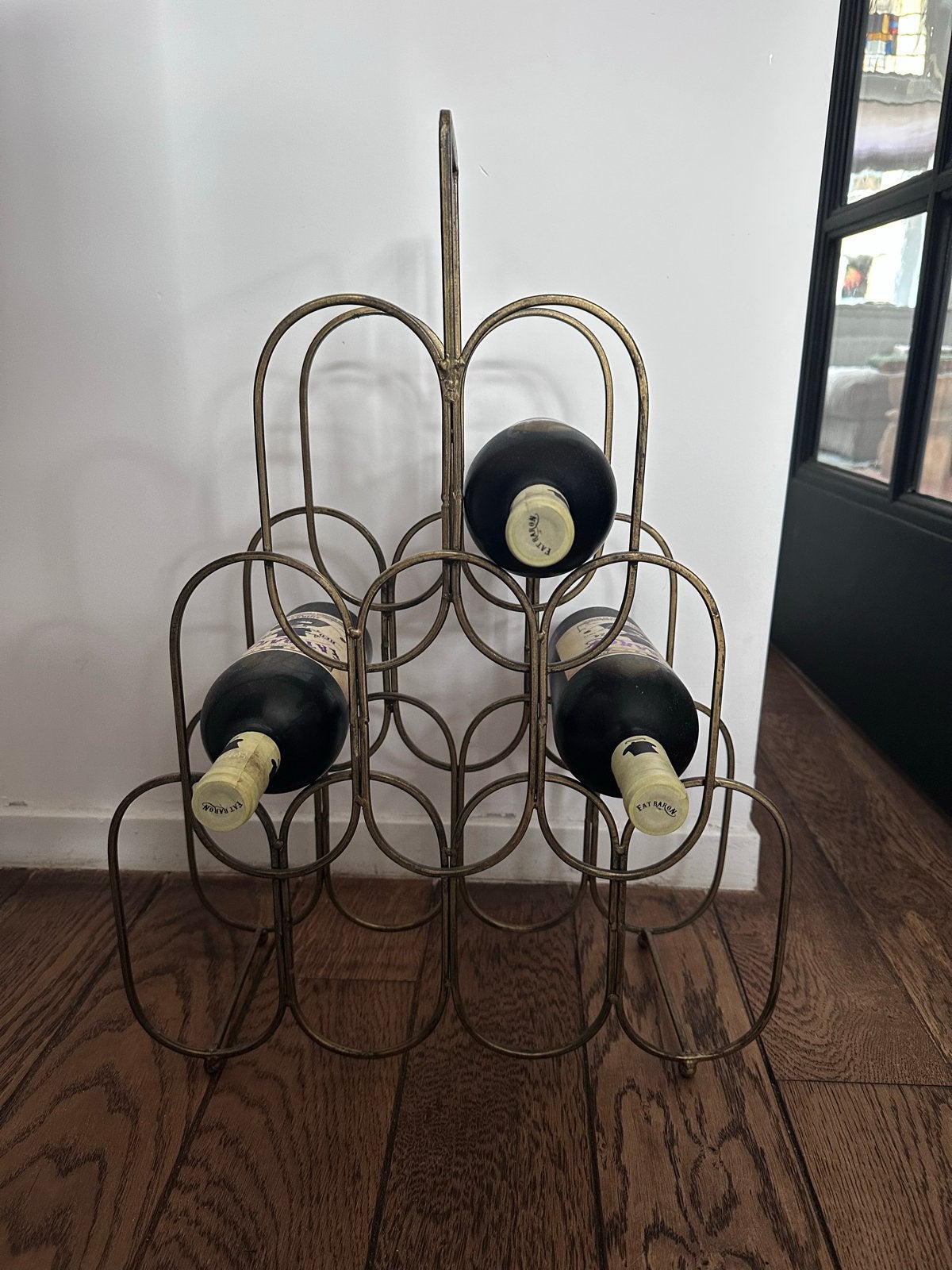 Vintage Wijnrek - Metaal - Ruimte voor 9 flessen, Huis en Inrichting, Woonaccessoires | Wijnrekken, Ophalen, 50 – 75, Gebruikt