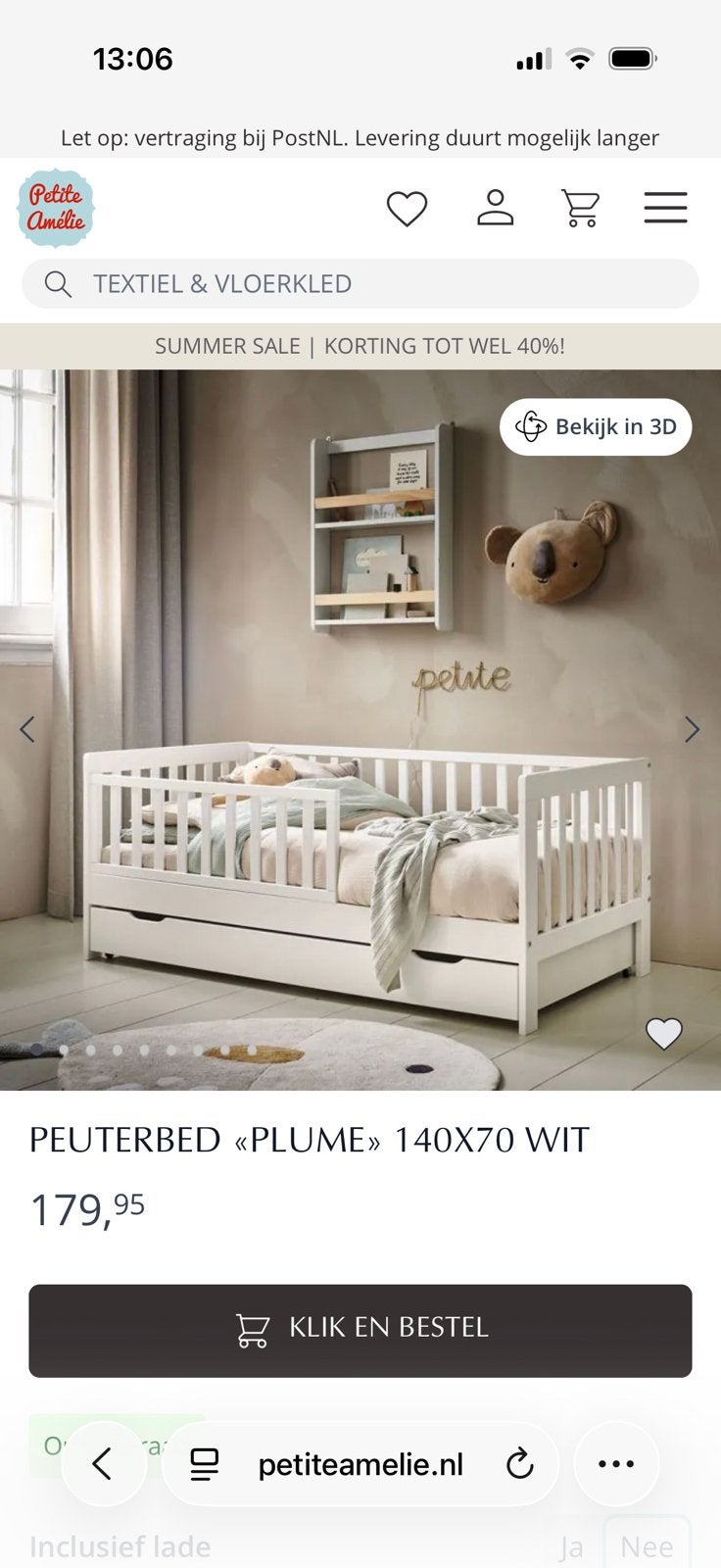 Peuterbed van Petit Amelie, Ophalen, Gebruikt, Jongetje of Meisje