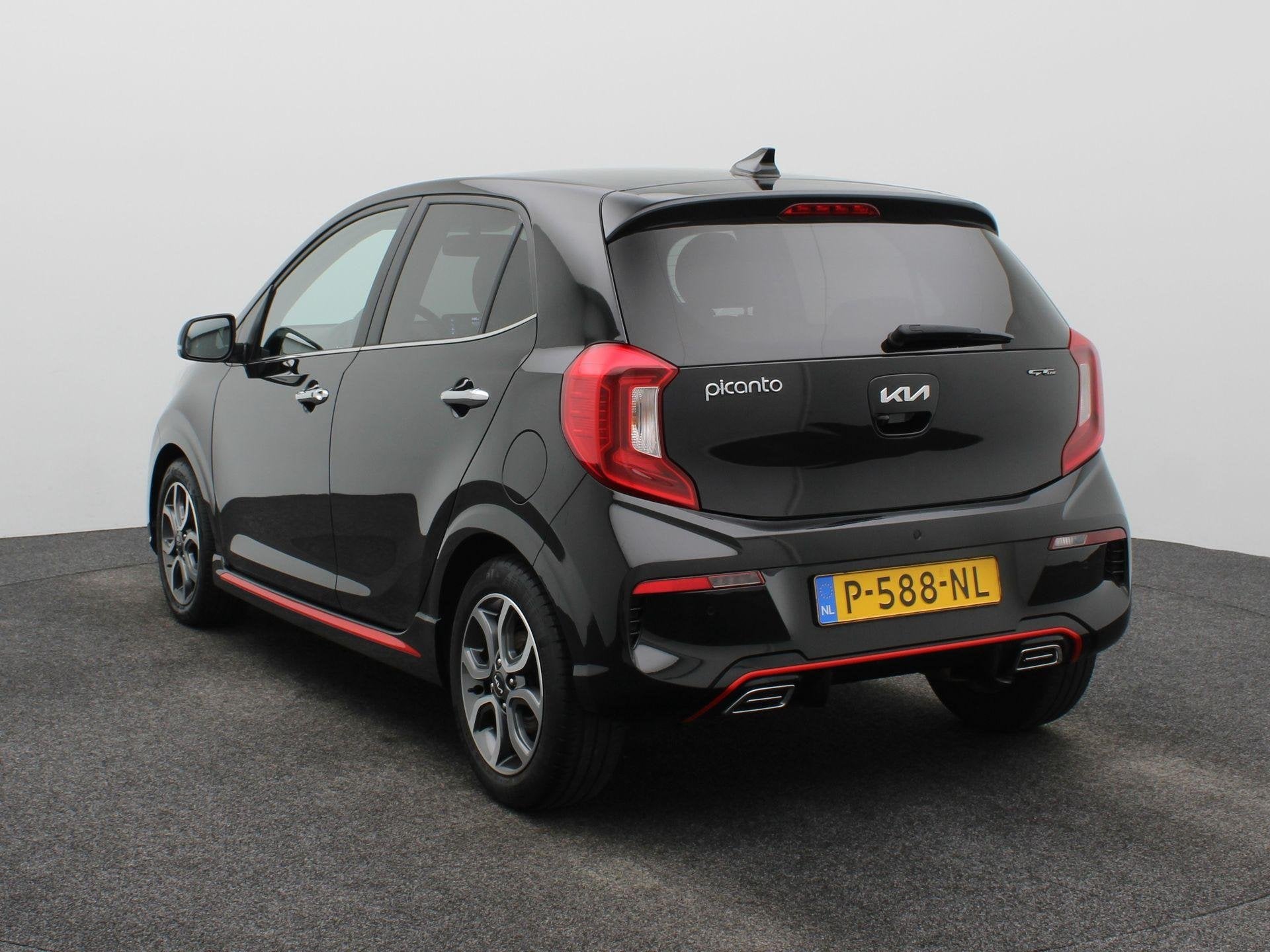 Kia Picanto 1.0 DPi GT-Line Automaat | Leder | Keyless | LM, Auto's, Gebruikt, 4 stoelen, Zwart, Bedrijf