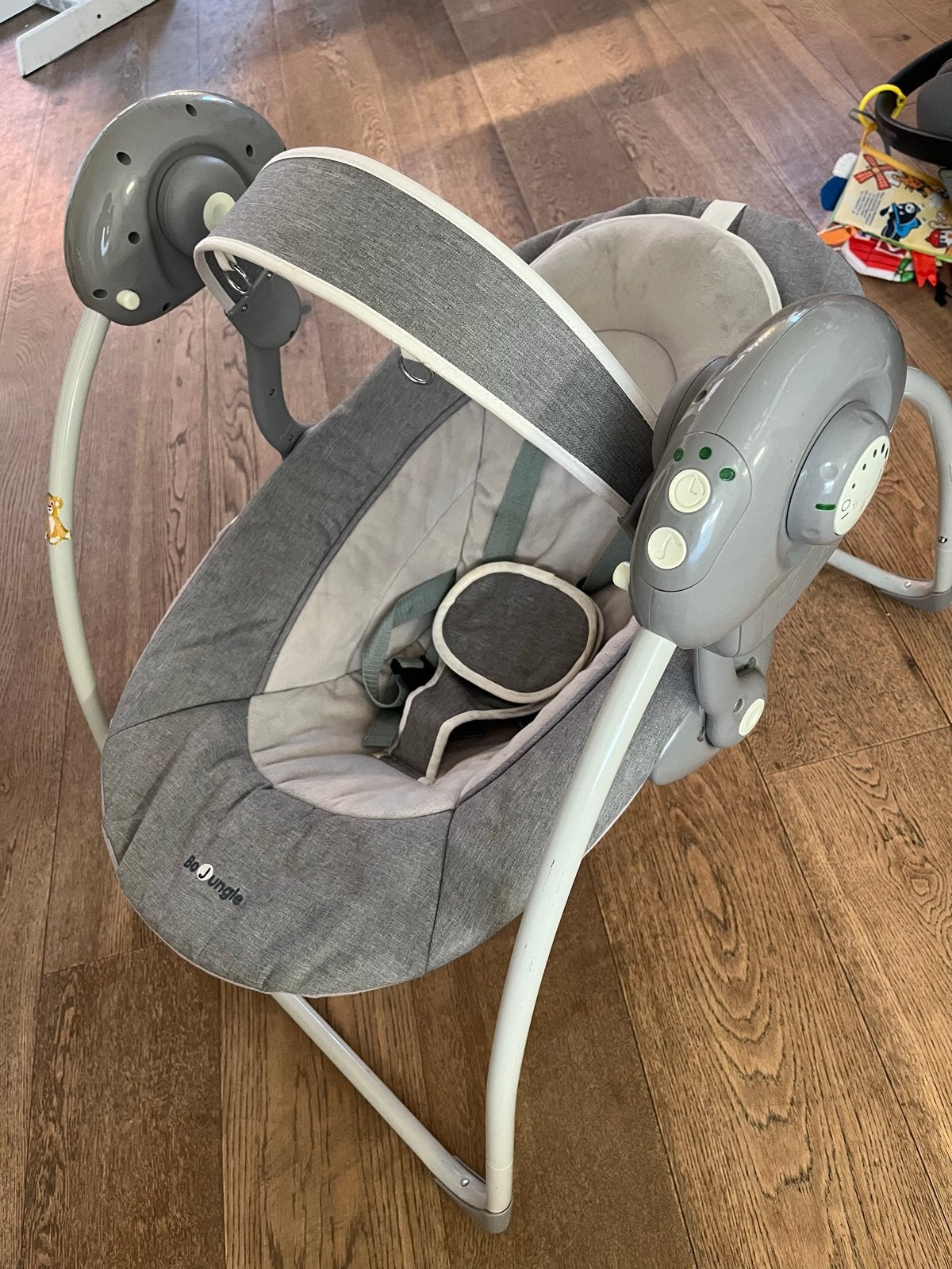 Bo Jungle baby schommelstoel - Grijs, Kinderen en Baby's, Wipstoeltjes, Ophalen, Gebruikt, Schommelstoel, Overige merken