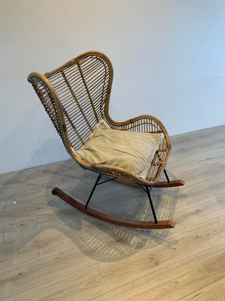 Rotan schommelstoel voor baby, peuter en kleuter, Ophalen, Gebruikt, Overige kleuren, Riet of Rotan