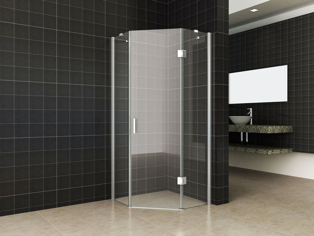 Wiesbaden Pentagon douchecabine vijfhoekig 100x100cm chroom, Ophalen, Nieuw, Glas, Douche