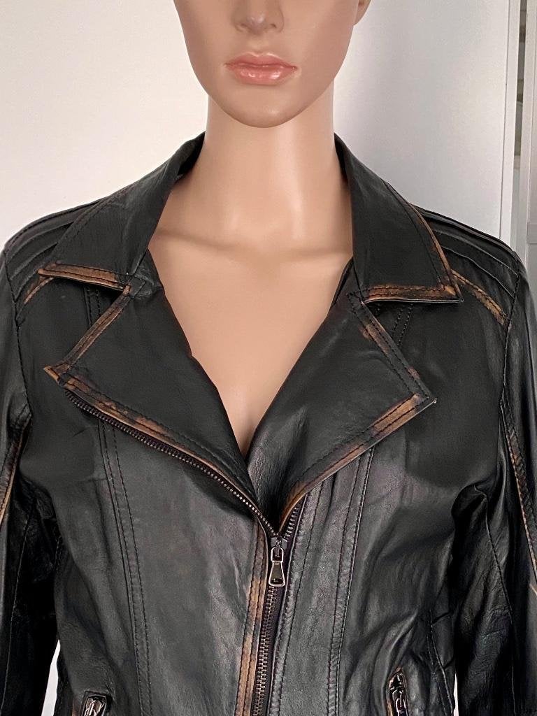J532 Vera Pelle maat 40=M echt-leren jasje blazer leer bruin, Kleding | Dames, Maat 38/40 (M), Zwart, Ophalen of Verzenden, Zo goed als nieuw