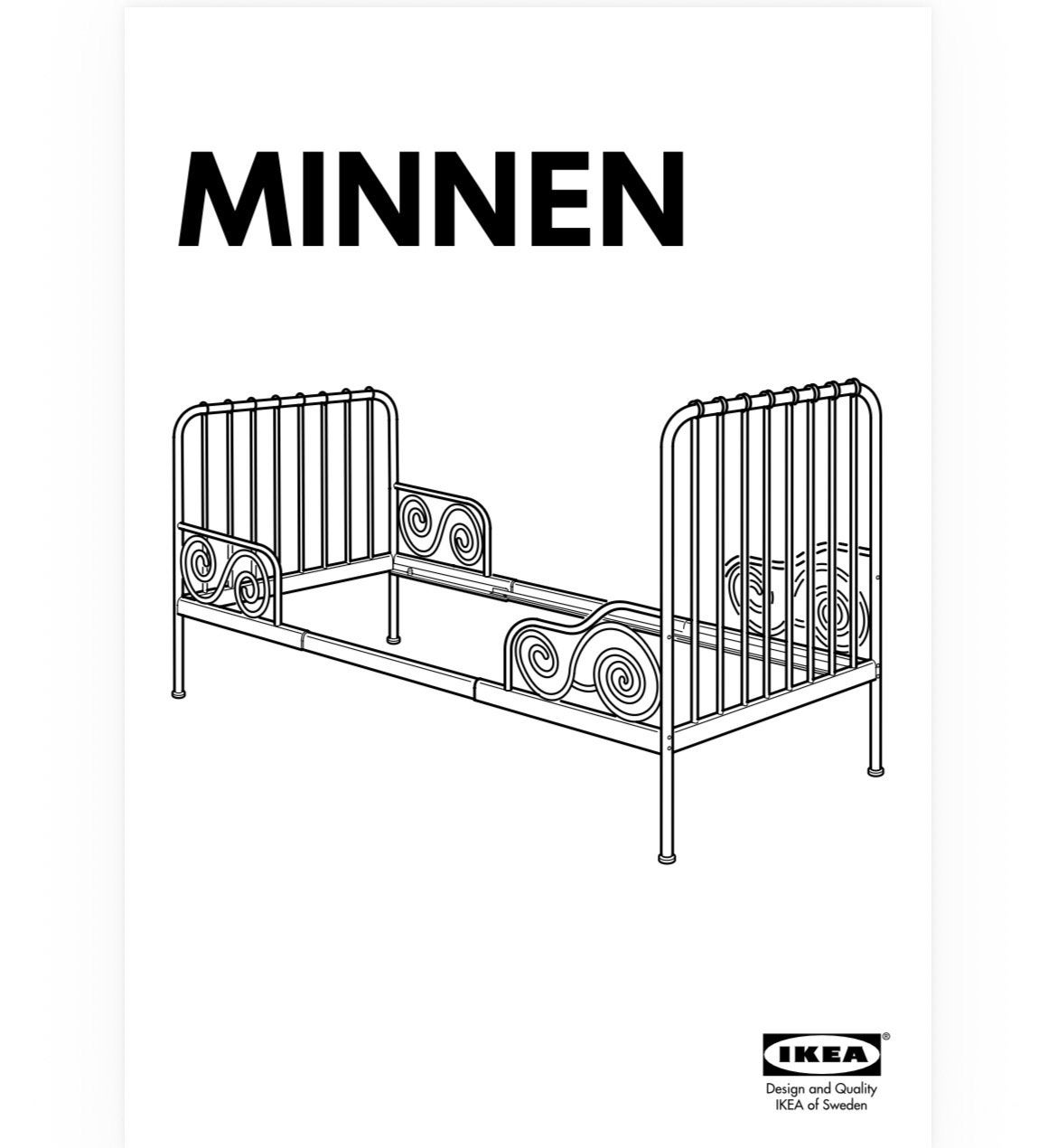 IKEA MINNEN uitschuifbaar kinderbed (oude variant), Ophalen, Eenpersoons, Wit, 80 cm