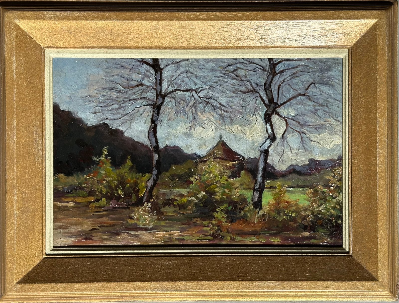 Landschap stilleven te salland, Antiek en Kunst, Paneel, Impressionistisch, Ophalen of Verzenden, Origineel werk