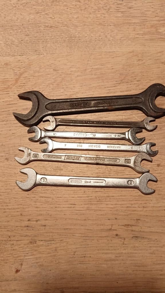6 vintage steeksleutels, Auto diversen, Ophalen of Verzenden, Gebruikt