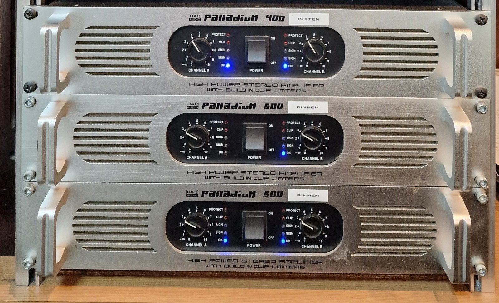 DAP Audio Palladium 400 & 500 High Power Stereo Versterkers, Overige merken, Gebruikt, Ophalen of Verzenden, 120 watt of meer