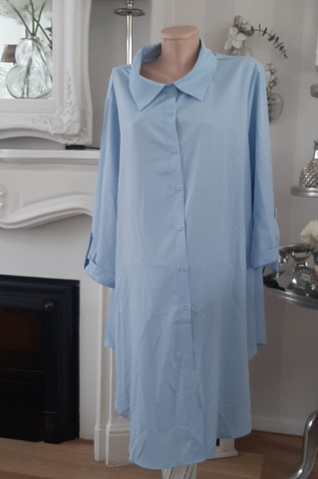 Mooie basic blauwe lange blouse maat 50-52, Kleding | Dames, Grote Maten, Ophalen of Verzenden, Nieuw, Blauw, Blouse of Tuniek