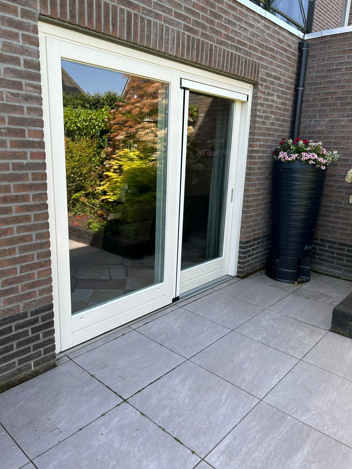 Wit houten  schuifpui dubbele glas met schuifhor, Doe-het-zelf en Verbouw, Deuren en Horren, Gebruikt, 120 cm of meer, Ophalen of Verzenden