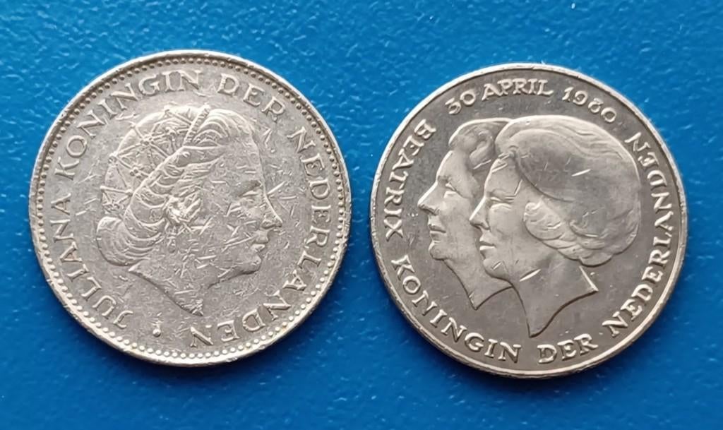 Laatste Rijksdaalders met Juliana - 2 x 1980, Verzenden, Koningin Juliana, 2½ gulden, Setje
