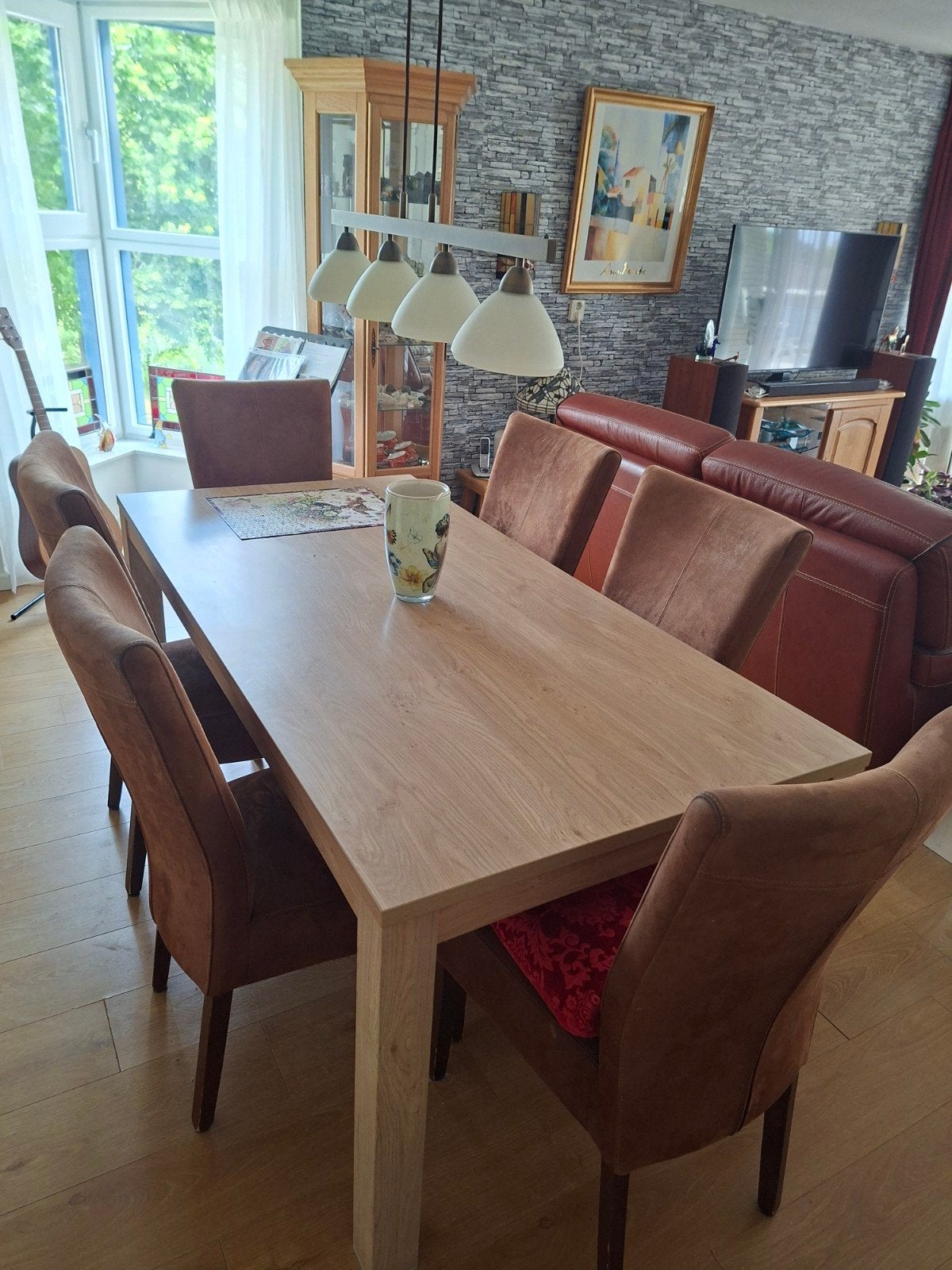 Eettafel 180x90 met demontabele poten  inclusief 6 stoelen, Huis en Inrichting, Tafels | Eettafels, Ophalen, Gebruikt, 50 tot 100 cm
