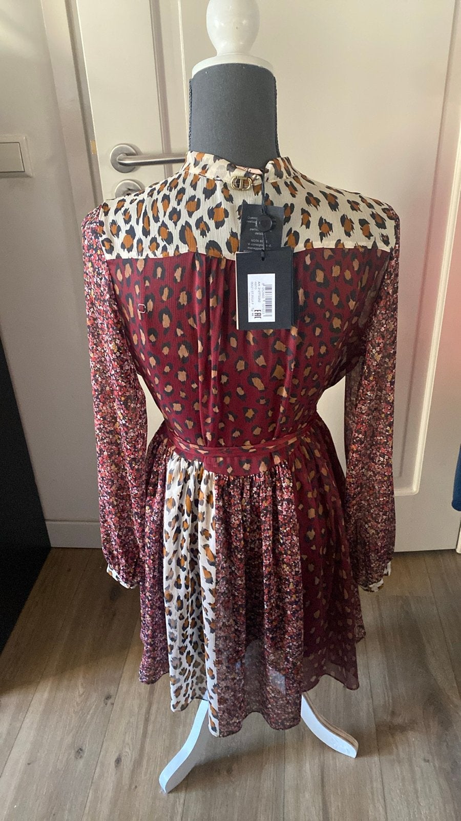 TWINSET Jurk met Luipaardprint en Bloemenprint - Nieuw, Maat 38/40 (M), Meerkleurig, Nieuw, Ophalen of Verzenden
