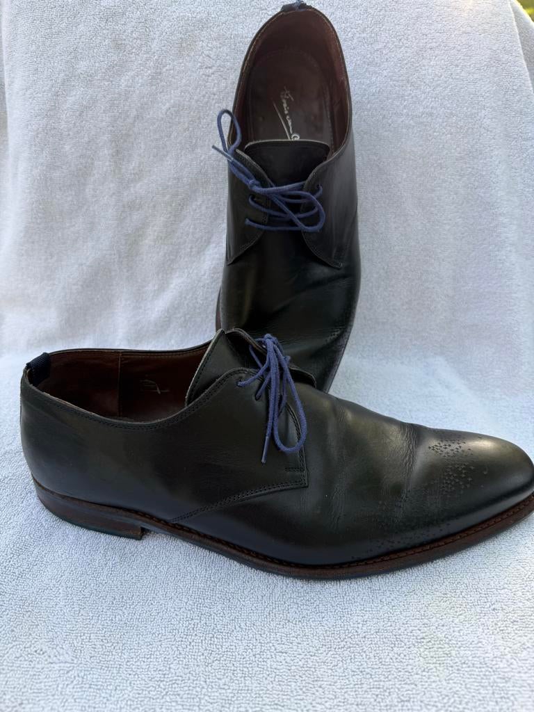 Floris van Bommel leren schoenen maat 10,5, Ophalen of Verzenden, Zo goed als nieuw, Zwart, Veterschoenen