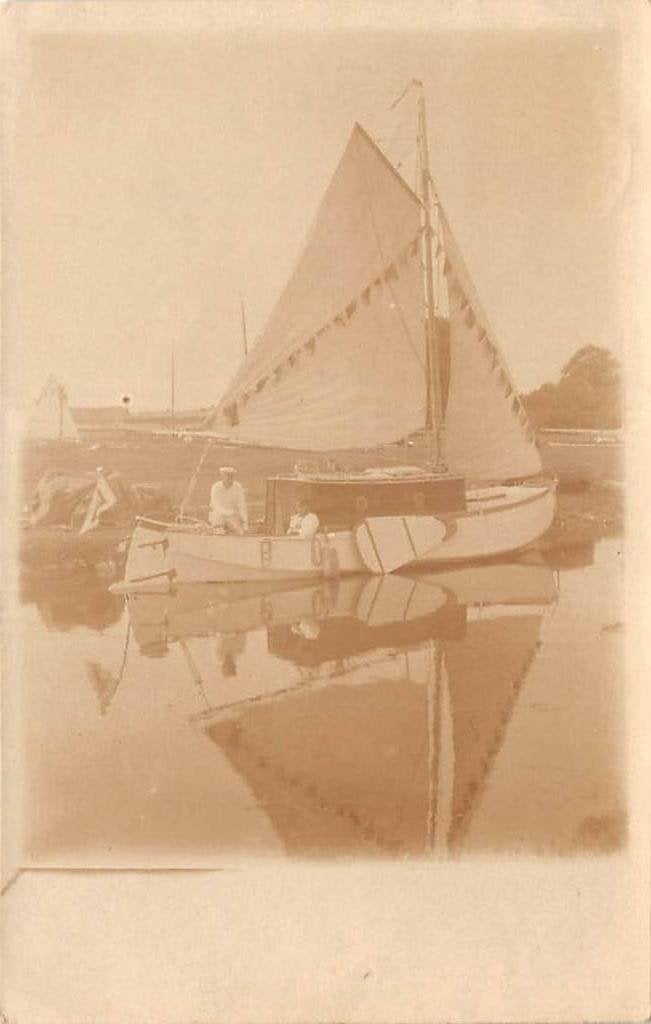 Warmond Zeilboot Fotokaart 1921, Verzamelen, Ophalen of Verzenden, 1920 tot 1940, Gelopen, Zuid-Holland
